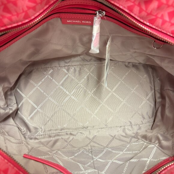 MICHAEL KORS Logo Carter Large Top Zip Tote Bag - Geranium - Picture 4 of 6